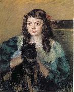 Mary Cassatt The girl holding the dog oil painting reproduction